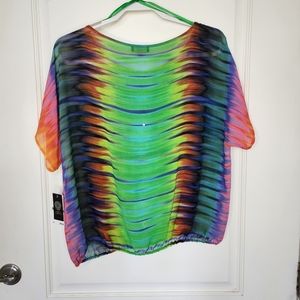 NWT Vince Camuto Tie Dye Short Sleeve Blouse